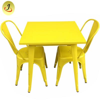 China Modern Cheap Color Square Metal Top Dining Table for sale