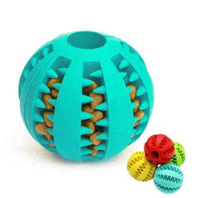 China Durable Soft Rubber Durable Strong Teeth Chewing Playing IQ To Treat Dog Ball Toys For Pet for sale