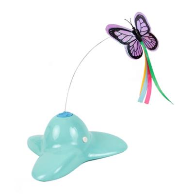 China Sustainable High End Blue Electric Rotating Pet Cat Toy , High Quality Interactive Butterfly Cat Toy for sale