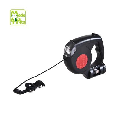 China Made4Pets LED Lights Auto Advance Nylon Retractable Dog Leash with Waste Bag Dispenser for sale