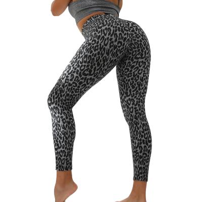 China Hip-Lifting Yoga Gaiters Quick-Drying High Waist Fitness Pants Gaiters Breathable Leopard Printing for sale