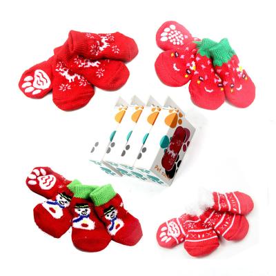 China Viable For Indoor Christmas Wear Knit Paw Protectors Dogs Cats Pet Socks Anti Slip Pet Socks for sale