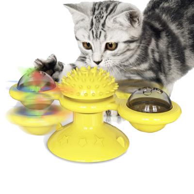 China Cat Pet Toy Windmill Catnip Grooming Rubber Material Wholesale Viable Bell Toy For Kitten for sale