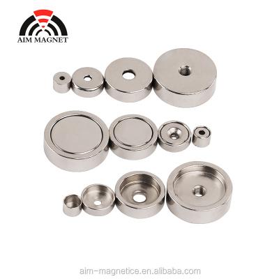 China Industrial magnet super pull strength n35-n52 rare earth neodymium pot magnet NdFeB with stock size arrive on time for sale