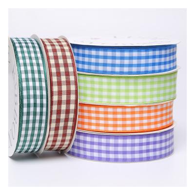 China High Tenacity Lattice Ribbon 6 Blue Green Purple Orange Green Purple Diy Bow Gift Wrap 10 15 25mm Scottish Wind for sale