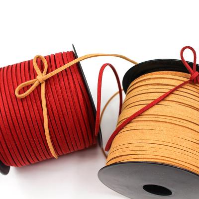 China Korean High Tenacity Flat Ribbon 5mm Suede Leather String Rope Lanyard For Jewelry Diy Accessories Flower Packaging Ribbon for sale