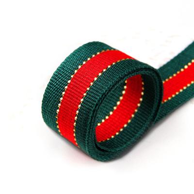 China High Tenacity Grosgrain Polyester Satin Ribbon Red Green With Gold Edge 6-40mm Christmas Celebration Decoration Gift Package for sale