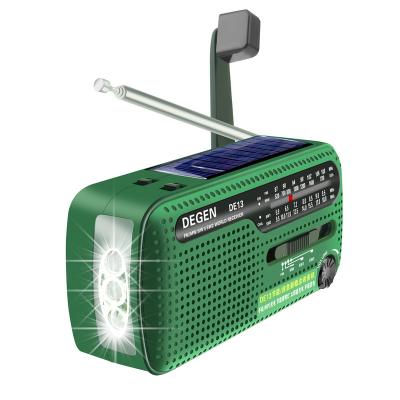 China DEGEN DE13 FM AM portable switch radio dynamo dynamo crank radio retro solar power A0798A PORTABLE WORLD RECEIVER for sale