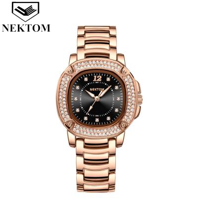 China NEKTOM 2022 Chronograph Stainless Steel Strap Women Watches Waterproof Diamond Quartz Wrist Watch For Ladies for sale