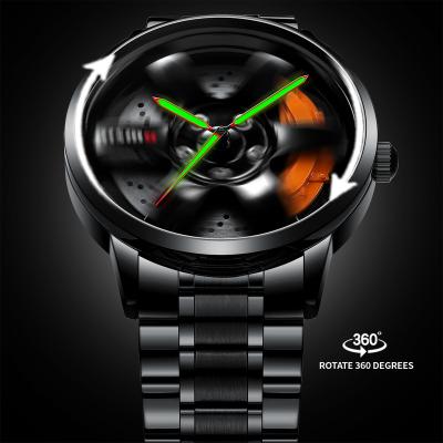 China 3D Original Official Waterproof Rim Watch Spinning Wheel Wholesale Watches Quartz Waterproof Wrist Car Wheel Watch Spin 360 Nisssan GTR for sale