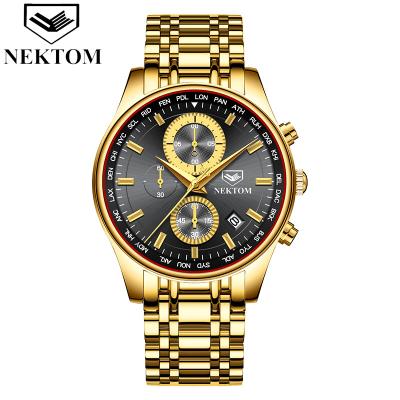 China NEKTOM Chronograph Wrist Watch Movt Quartz Watch Stainless Steel Sapphire Glass Butterfly Strap Waterproof Buckle Watches For Men Sport Watch for sale