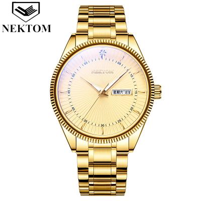 China Wholesale Butterfly Glass Strap Stainless Steel Watch Quartz Chronograph NEKTOM Wristwatch Business Waterproof Watches For Men Sports Watch for sale