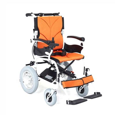 China Orange Color Portable Power Wheelchair Health Care Foldable Electric Wheelchair Lithium Battery Power Wheelchair Rehabilitation Therapy Supplies for sale