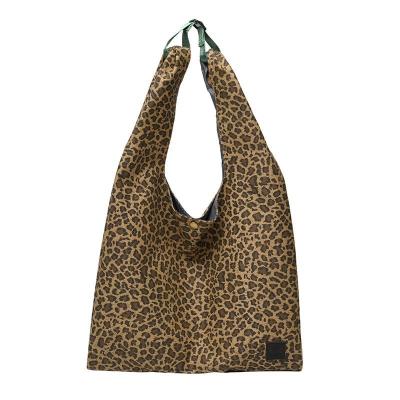 China Fashion Ladies Leopard Shoulder Bag Cow Pattern Women Travel Canvas Daily Casual Tote Bag With Tie Knot for sale