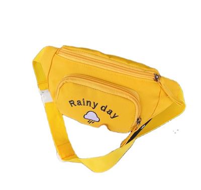 China Water Proof Fashion Girls Zipper Canvas Letter Embroidery Cross - Body Belt Bum Pocket Money Pouch Chest Bag Kids Yellow Pussy Pack for sale