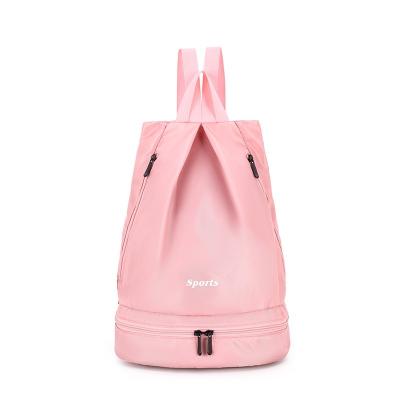 China Polyester new arrival personality gym pink fitness sports backpack bag with separat shoe case for sale