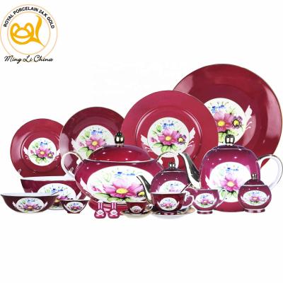 China Full Design 82pcs Porcelain Dinnerware Viable Vintage Pakistan Ceramic Dinner Set for sale