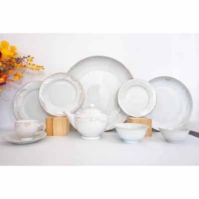 China 140pcs Sustainable Vintage Posuda Kazakhstan Tableware Porcelain Ceramic Dinner Set For 12 Person for sale