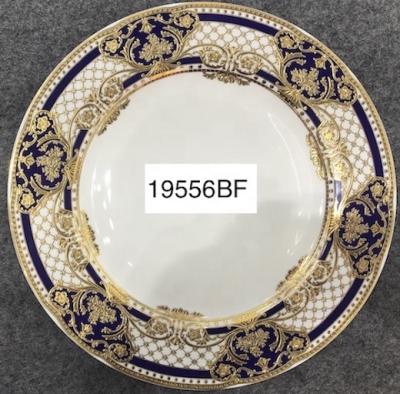 China New Sustainable Luxury Transparent Bone China Embossed Gold Dishes Dinnerware Set Dish Porcelain for sale