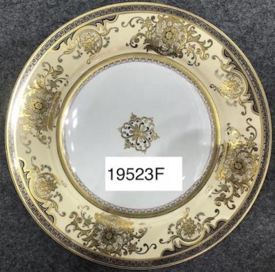 China New Sustainable Luxury Bone China Raised Gold Islamic Ceramic Porcelain Dinner Serving Plates 10.5 for sale