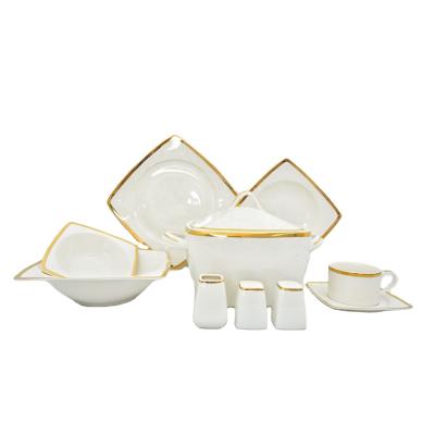 China New Shape Sustainable Turkish Dinnerware Square Party Ceramic Dinnerware Set for sale