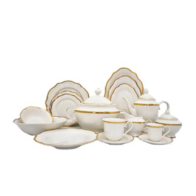 China New Viable Bone China Lotus Rim Bone China Gold Dinner Table Take Care Dinnerware Set for sale