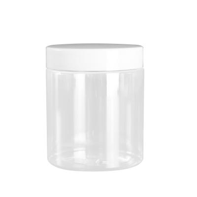 China Hot Sale Cosmetic Cylinder 250ml 8oz Plastic Transparent Cosmetic Jars With Lids for sale