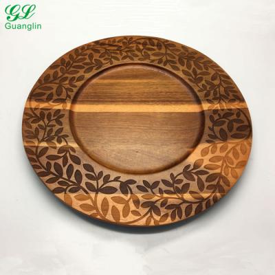 China Solid Acacia Wood Large Engraved Cheese Tray Solid Wood Serving Tray for sale