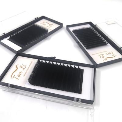 China Vegan Natural Matte Black Eyelash Extension Trays Friendly 0.05 Mink False Eyelashes Extensions for sale