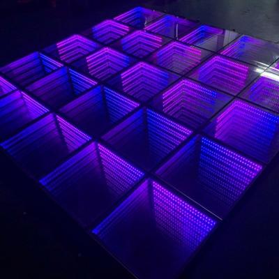 China High Brightness Wedding Disco Stage Lights Square Portable Magnet 3D Mirror LED Dance Floor Tile Panels Mat for sale