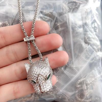 China The Other Retro Leopard Jaguar 5A CZ Moon and Star Pendants Vintage Animal Necklace Long For Women for sale