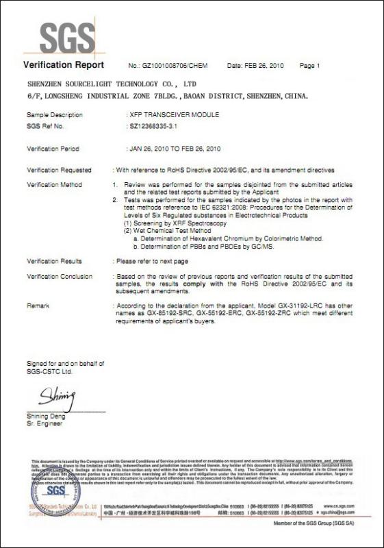 ROHS - Sourcelight Technology Limited