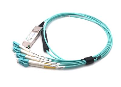 China 10.3G/CH Qsfp+ Direct Attach Cable To 8lc Connector Breakout Aoc Om3 Fiber 100m for sale