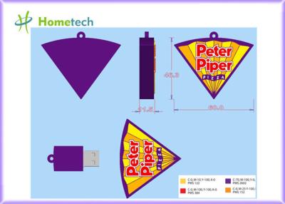 China 4GB  Pizza Customized USB Flash Drive , 2GB Soft Rubber Cartoon USB Memory Key for sale