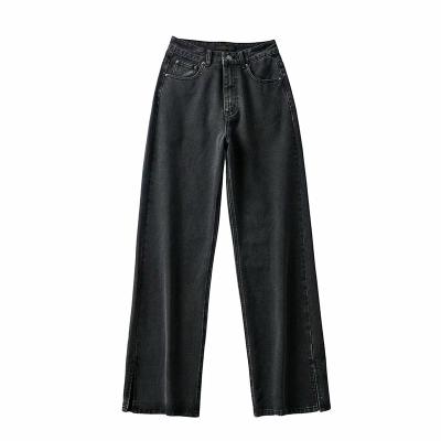 China NVFelix Breathable Multicolor Denim Loose Fit Pants Split Wide Leg Jean Trousers Fashion Loose Split Jeans Friend For Woman for sale