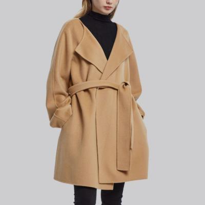 China Viable Wholesale Custom Casual Long Sleeve Wool Long Spring Ditch Coat For Women for sale