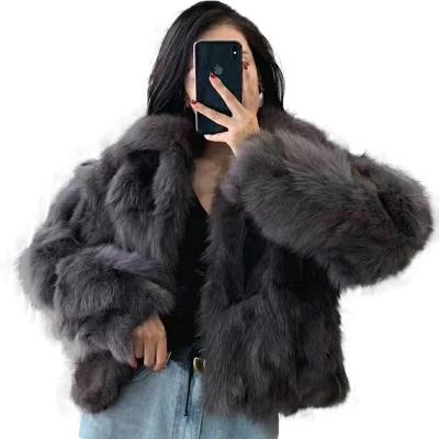 China Other Lady's Winter Fox Fur Jacket Grade Pattern Short Fur Coat Real Fur Top Clothes for sale