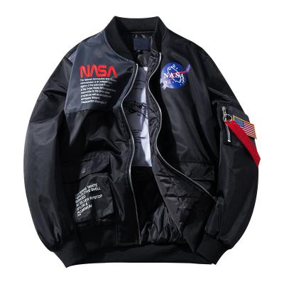 China Factory Custom Wholesale Baseball Style Hip Hop Mens NASA Bomber Jacket Waterproof for sale