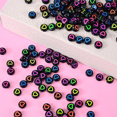 China AR2006 Fluorescence Mix Color Acrylic Love Heart Shape Plastic Acrylic Beads Loose Spacer Beads For Jewelry Making DIY Kids Necklace for sale