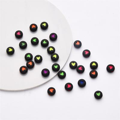 China AR2003 500g/bag Heart Bead 4*7mm Love Style Loose Fluorescent Acrylic Round Beads Kit For DIY Jewelry Making for sale