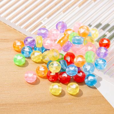 China Factory Sale AR2002 Acrylic Bulk Transparent Colorful Acrylic Love Heart Loose Spacer Beads For Jewelry Making DIY Bracelet Accessories for sale