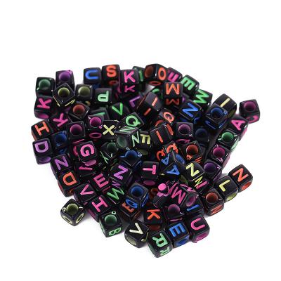 China AC1001 Letter Acrylic Plastic Acrylic Initial 6*6mm 500g/bag A to Z 26 Alphabet Square Box Cube Beads For Jewelry DIY for sale