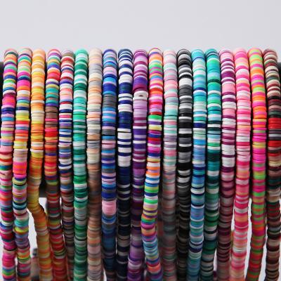 China C622 Wholesale Ceramic Factory 6mm 16inch/strand Patchwork Round Flat Slice Colorful Soft Polymer Clay Beads For Kids Jewelry Making for sale