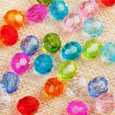 China Factory A052 Mixed Acrylic Colors 8/10/12mm Clear Chunky Faceted Crystal Acrylic Loose Beads For Jewelry Making Kids Necklace Decoration for sale