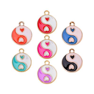 China CLASSIC H109 Oil Drip Double Sided Love Bagua Tai Chi Bagua Alloy DIY Pendant Earrings Necklace Accessories for sale