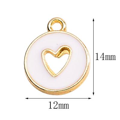 China TRENDY H105 Oil Drip Hollow Like Alloy Double Sided Peach Heart Multicolor DIY Pendant Earrings Bracelet Necklace for sale