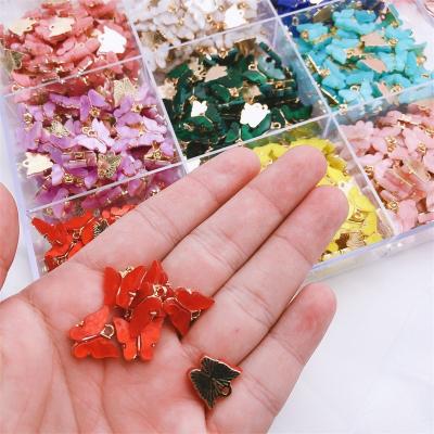 China H104 CLASSIC Colorful Acrylic Butterfly Creative Pendant Jewelry Accessories DIY Hanging Plated Alloy Earrings Necklace Accessories for sale