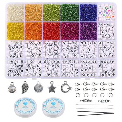 China K007 Casual/Sporty Loose Spacer Bead Kids Educational Letter Jewelry Kids Self Making Bracelet Set DIY Crystal Making Kit Seed Beads for sale