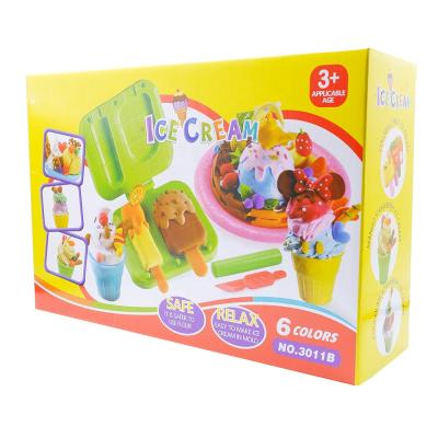 China Diy Clay Educational Kids Toys Soft Ice Cream Making Modeling Clay Tools Kitchen Toy Set Playdough Set for sale