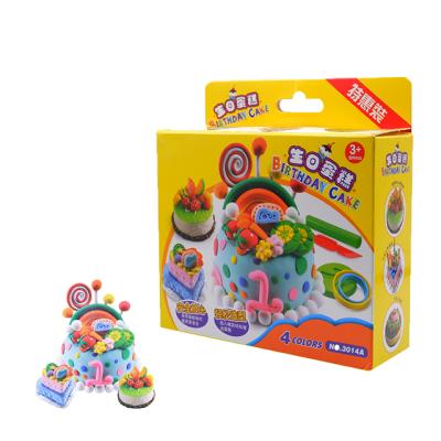 China Diy Clay Kitchen Toys Play Set Birthday Cake Maker Kids Play Dough Soft Tools Smile Baking Toys for sale